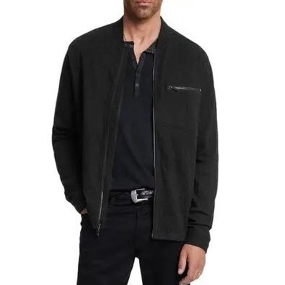 John Varvatos Webster Jacquard Jacket Mens Size M Black Full Zip Old Money Urban